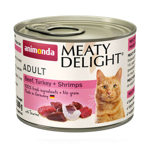 Open image in slideshow, Animonda Adult Cat Meaty Delight Tin Beef Turkey &amp; Shrimps can
